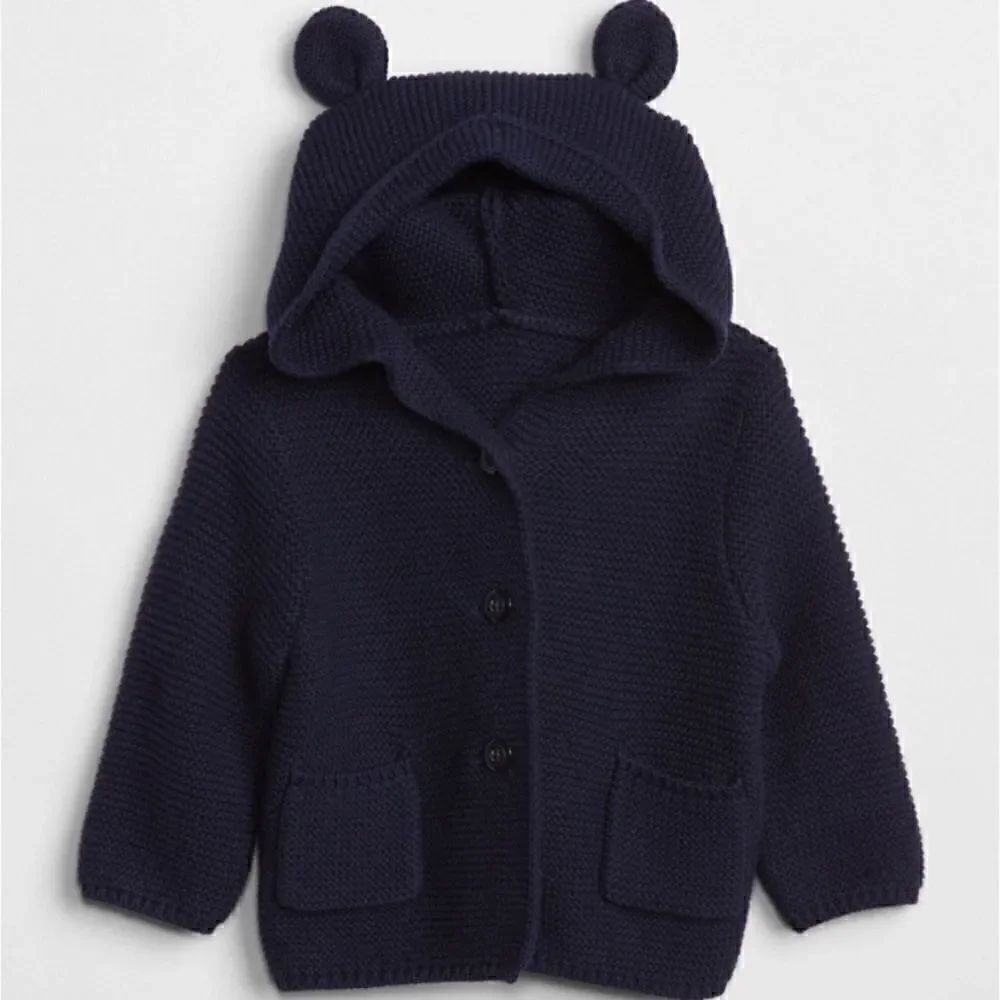 Baby Gap Navy Blue Brannan Bear Knit Cardigan Sweater